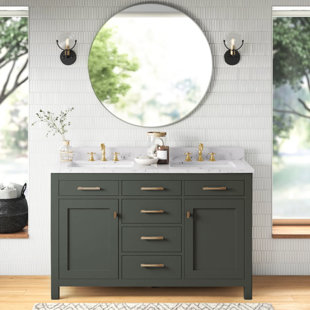 Atencio 54 Free Standing Double Bathroom Vanity With Engineered Stone Vanity Top 